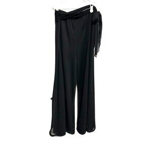 MSK Womens Black Wide Leg Wrap Tie Palazzo Pants Sz M